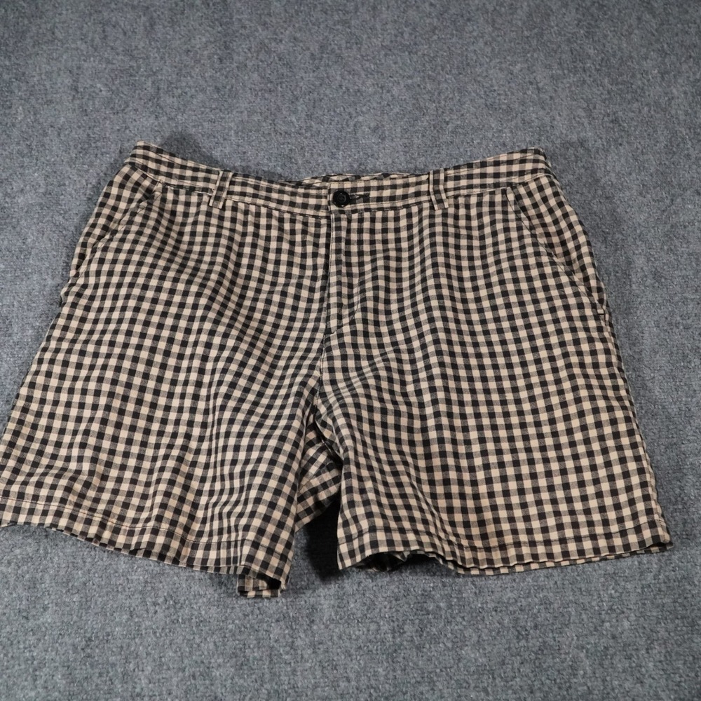 White Stag Womens Black Tan Gingham Plaid Shorts Size 12 Casual Cotton Blend‎